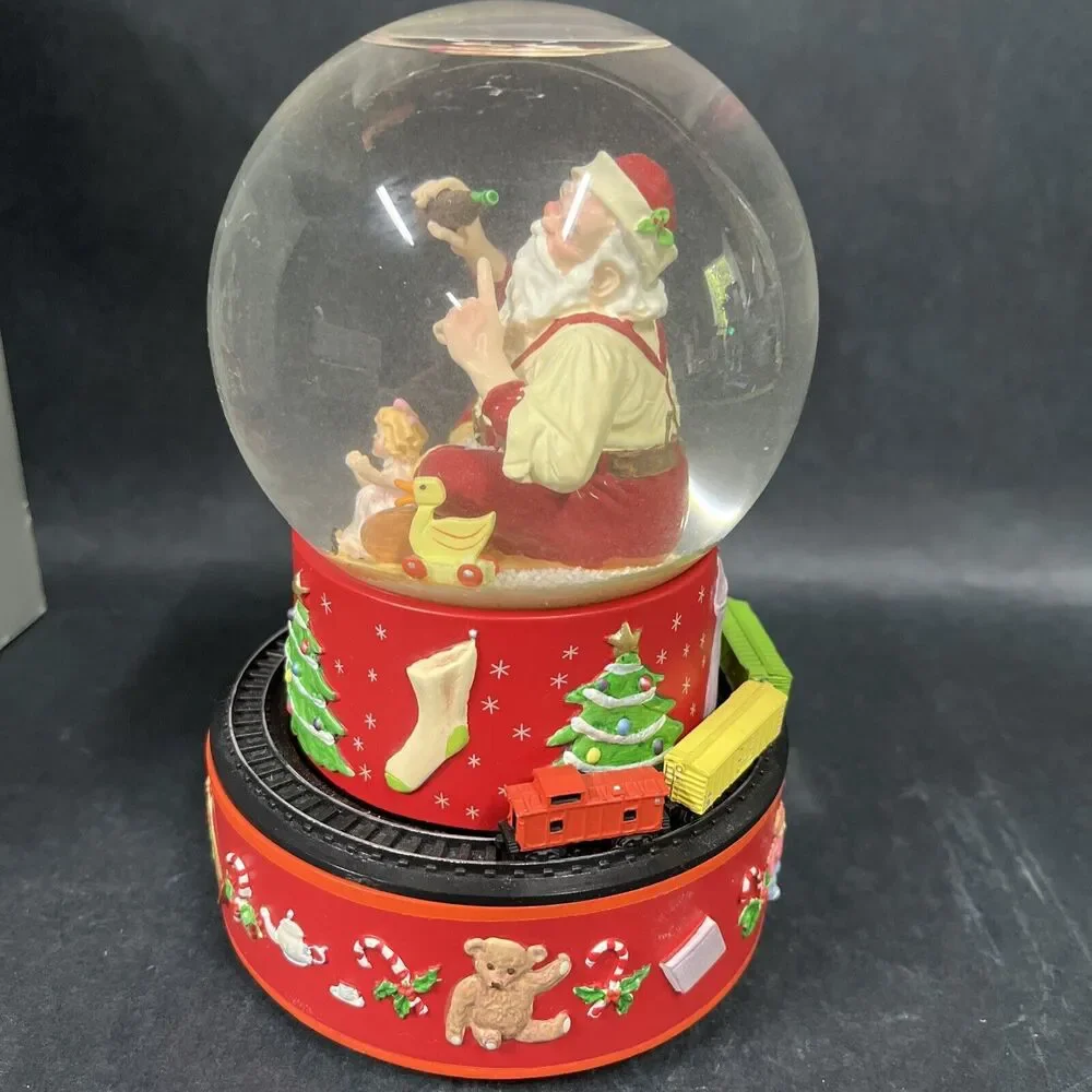 VTG Hallmark 2001 Coca-Cola Santa Christmas Musical Snow Globe Train Moves W/box